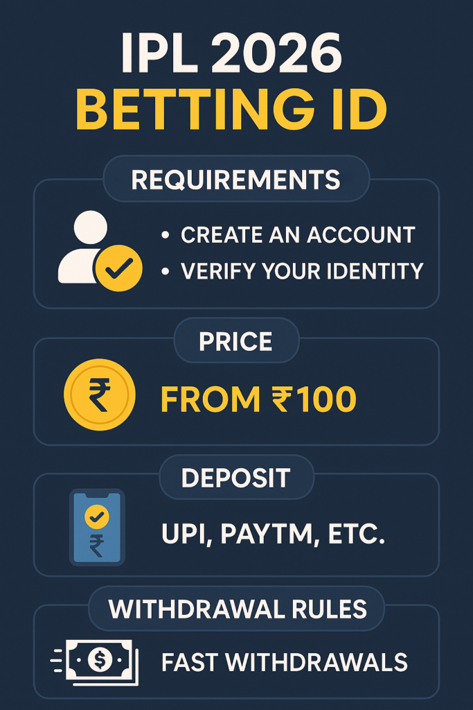IPL Betting ID Requirements, Price, Deposit & Withdrawal Rules